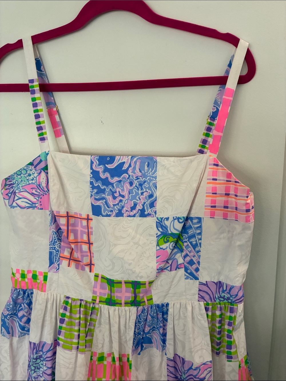 Lilly Pulitzer Patchwork Mini Dress in White, Pink, Blue, Green - Picture 3 of 5